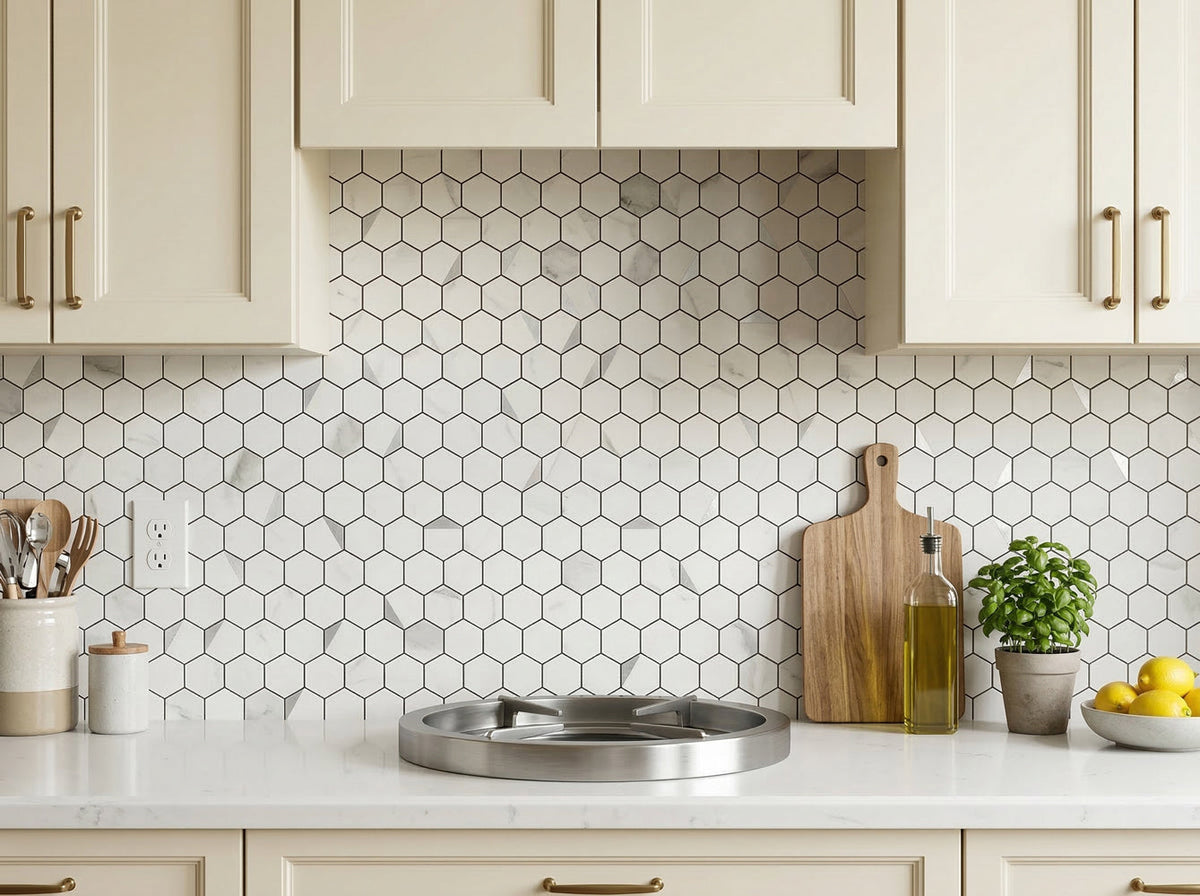 peel and stick hexagon tiles for kitchen
