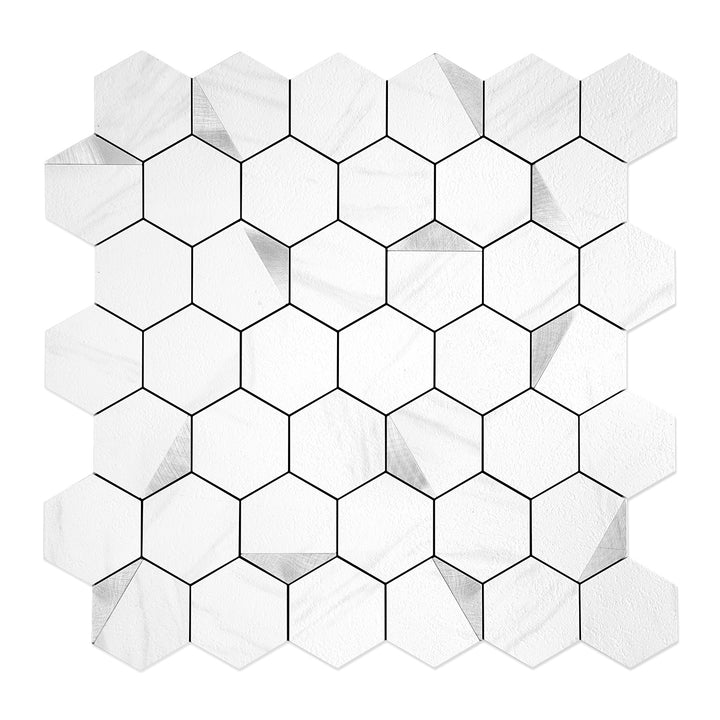 Hexagon Peel and Stick Tiles  Jazz White Stick on Backsplash