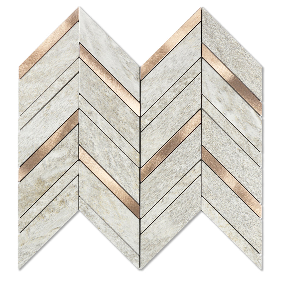 Sandstone Beige Gold Herringbone Backsplash