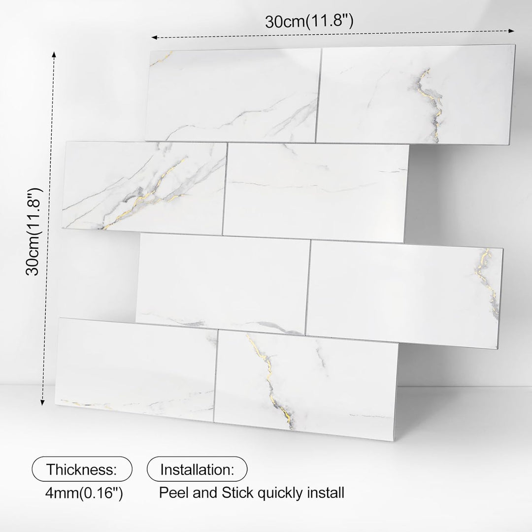 Size chart for self-adhesive wall tiles