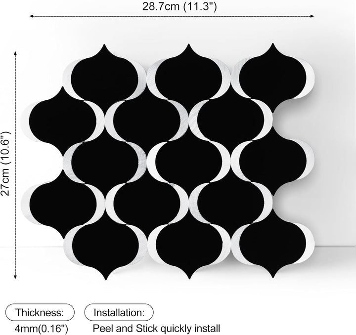 Self-adhesive tile size diagram