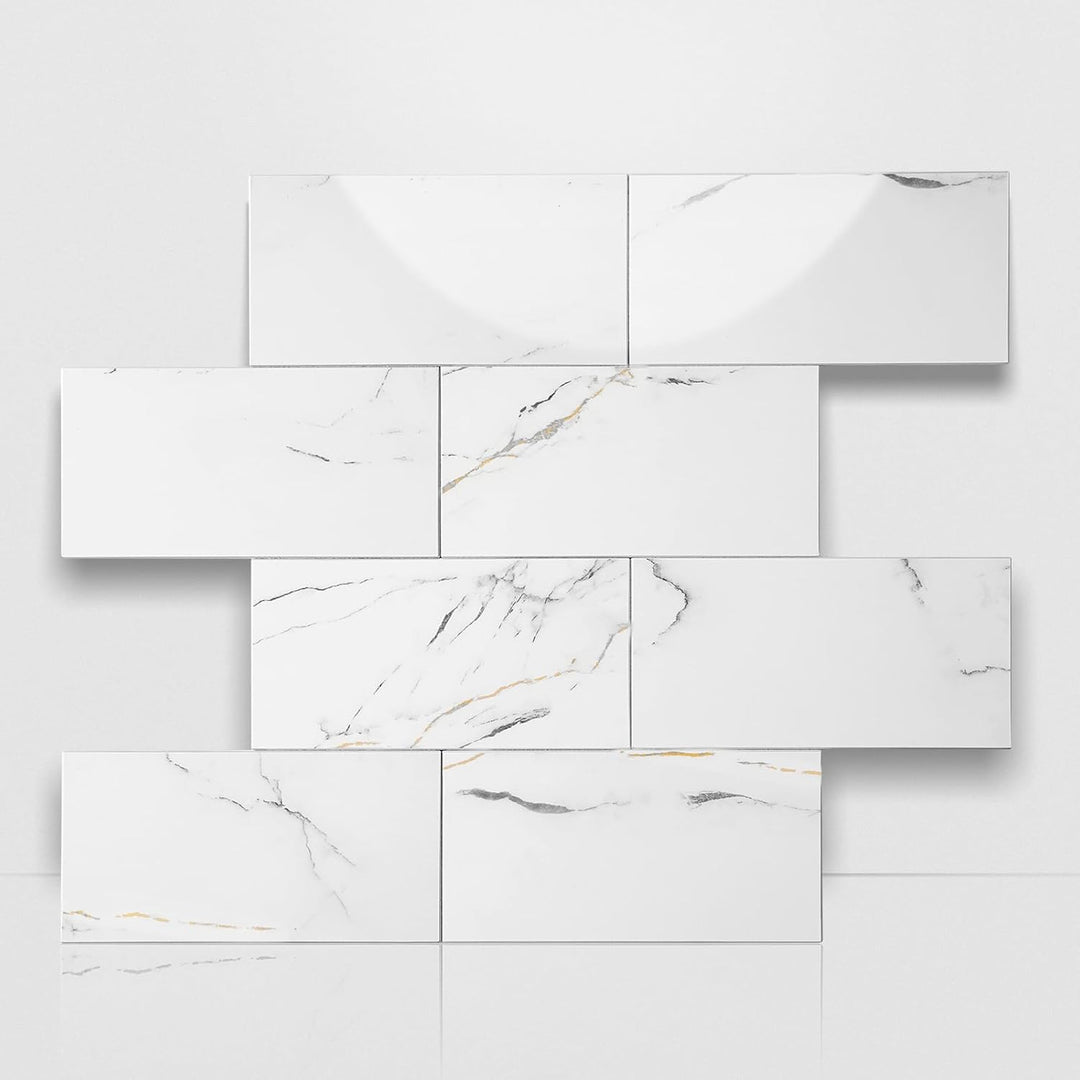 Calacatta Gold Peel and Stick Subway Backsplash Tile