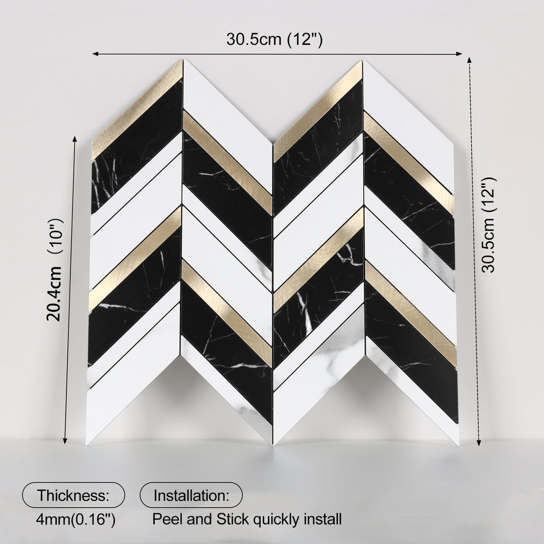 Herringbone  Peel and Stick Tile Size
