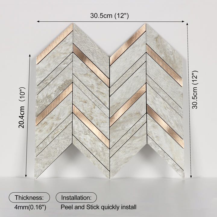Herringbone Backsplash Peel and Stick Tile Size