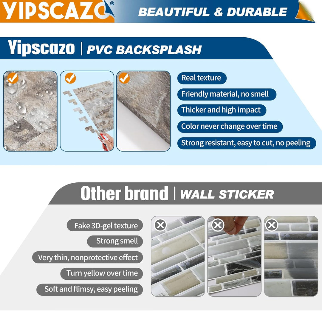 12" X 12" Ecru Abziehen und Aufkleben Stein Backsplash Premium Linear Blend Fliesen von UK