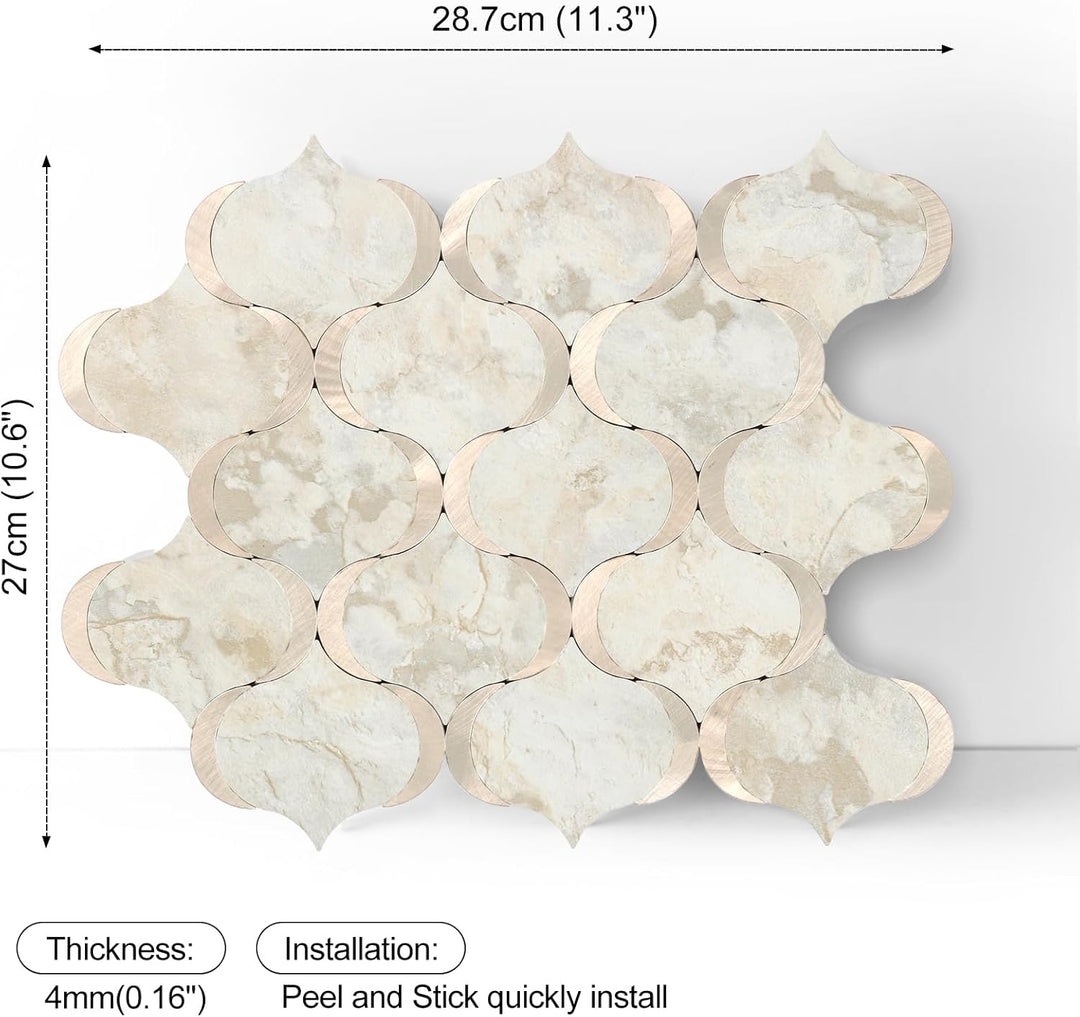 Size chart for self-adhesive wall tiles