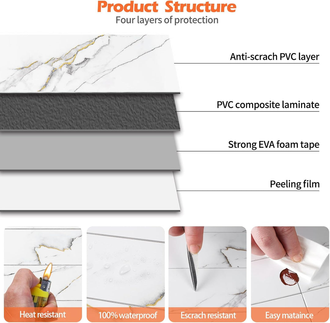 Layer structure illustration for sticky wall tiles