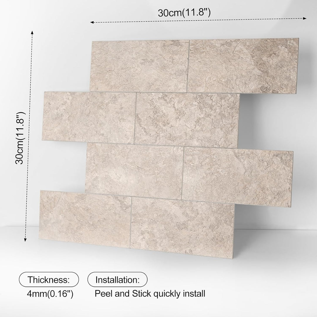 Size chart for self-adhesive wall tiles
