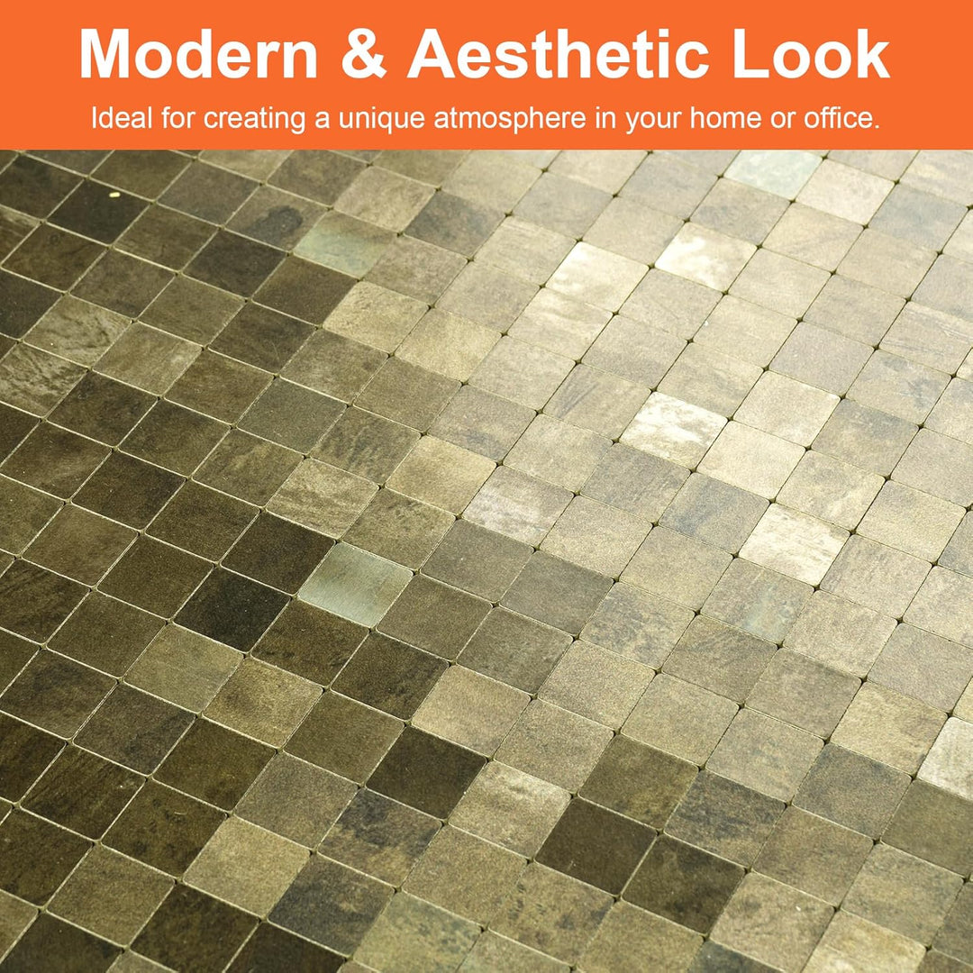 11.5" X 11.5" Antique Bronze Stainless Steel Metallic Peel and Stick Tiles