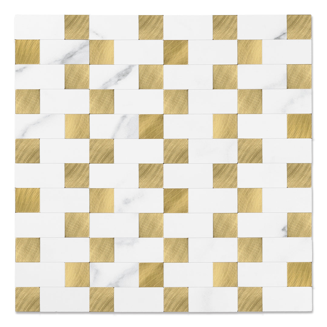 Marble White mixed Gold  Peel and Stick Tiles