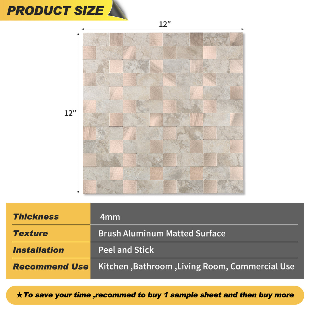 Beige mixed Metal Tile Size
