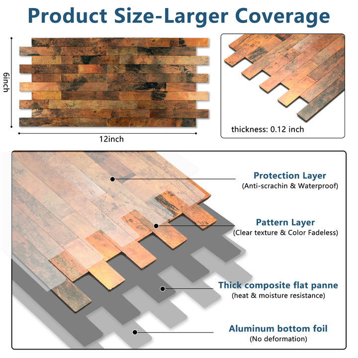 copper tile size