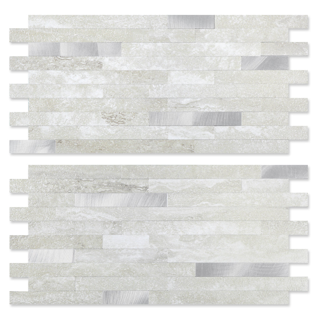 Gray Beige Peel and Stick Backsplash Linear Blend Tile