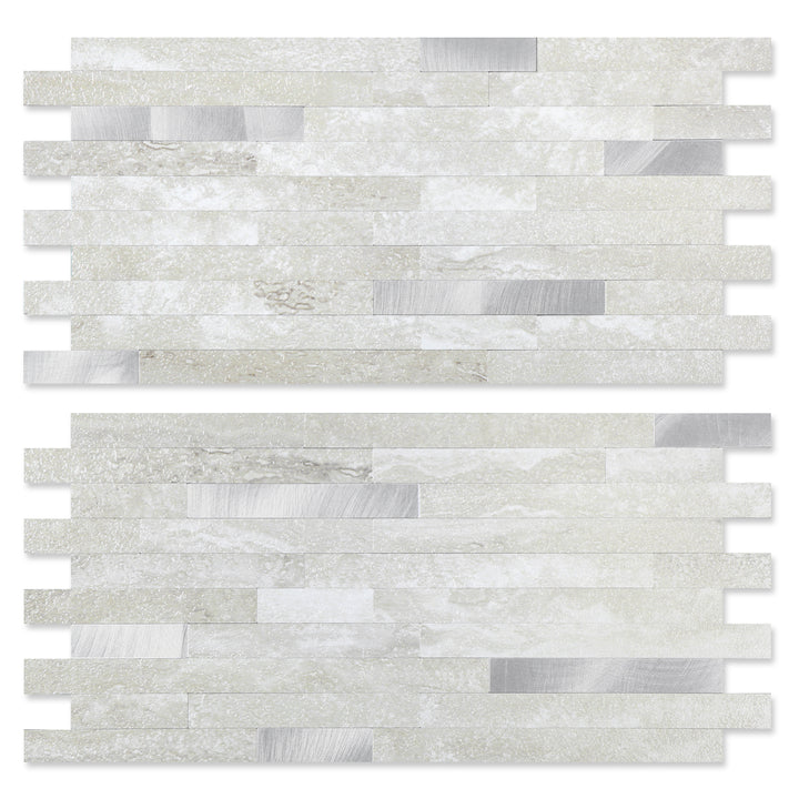 Gray Beige Peel and Stick Backsplash Linear Blend Tile