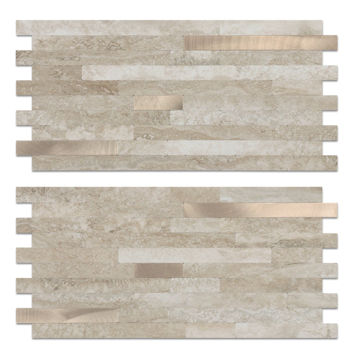 Rock Peel and Stick Backsplash Linear Blend Tile