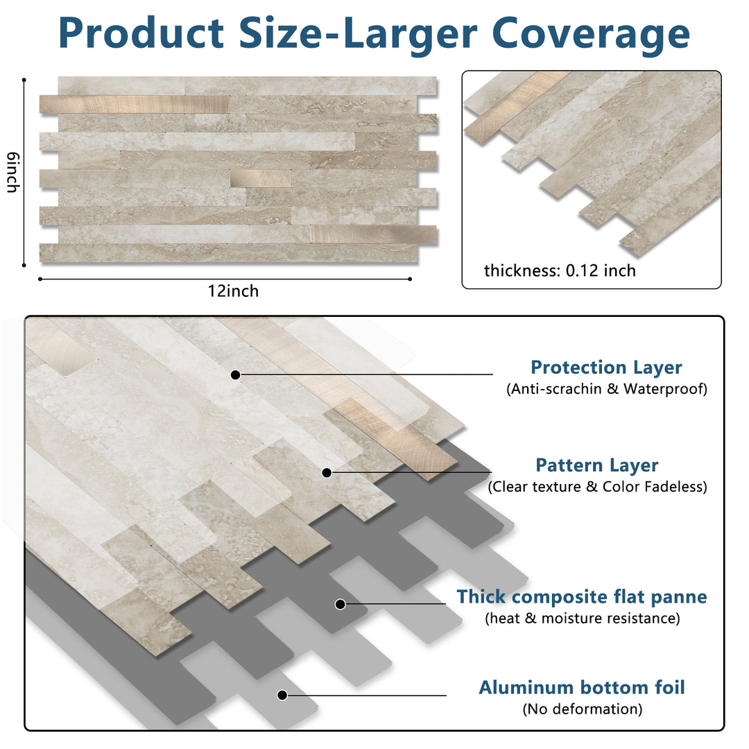 Peel and Stick Backsplash Linear Blend Tile Size