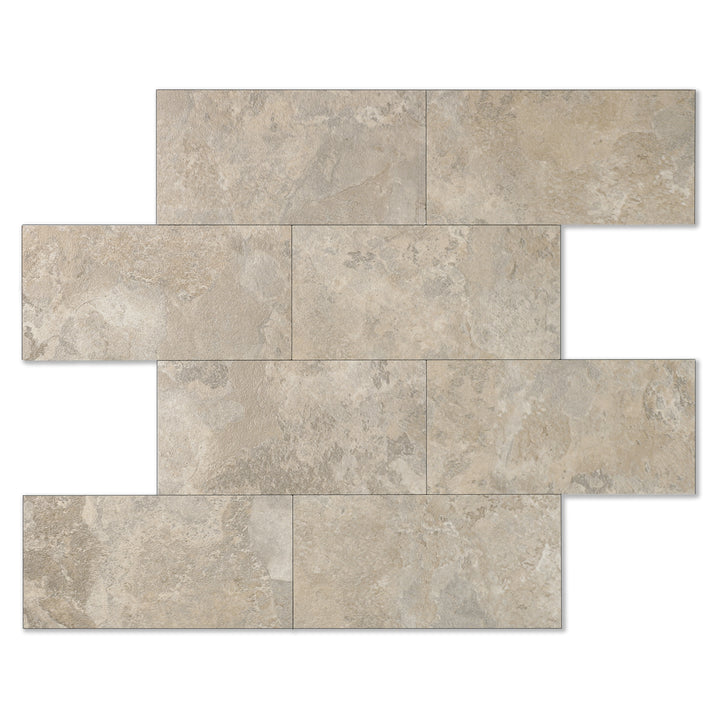 11.8" X 11.8" Beige Stone Rock Peel and Stick Subway Backsplash Tile