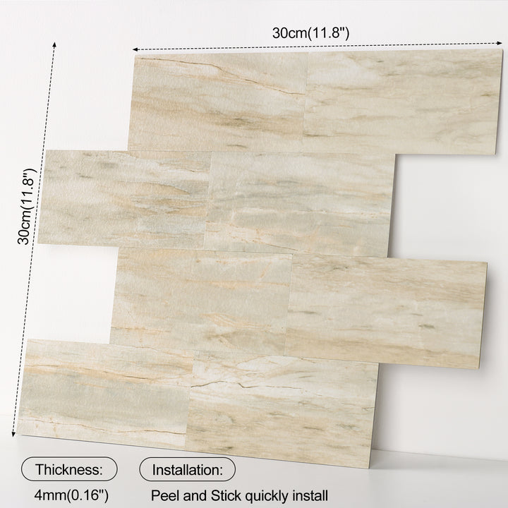 Size chart for self-adhesive wall tiles