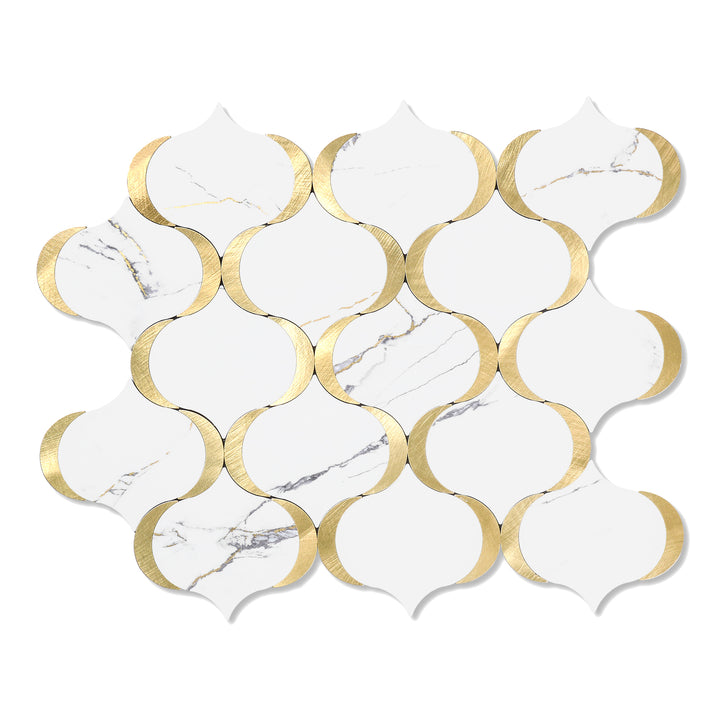 Calacatta Gold Marble Arabesque Peel and Stick Tile
