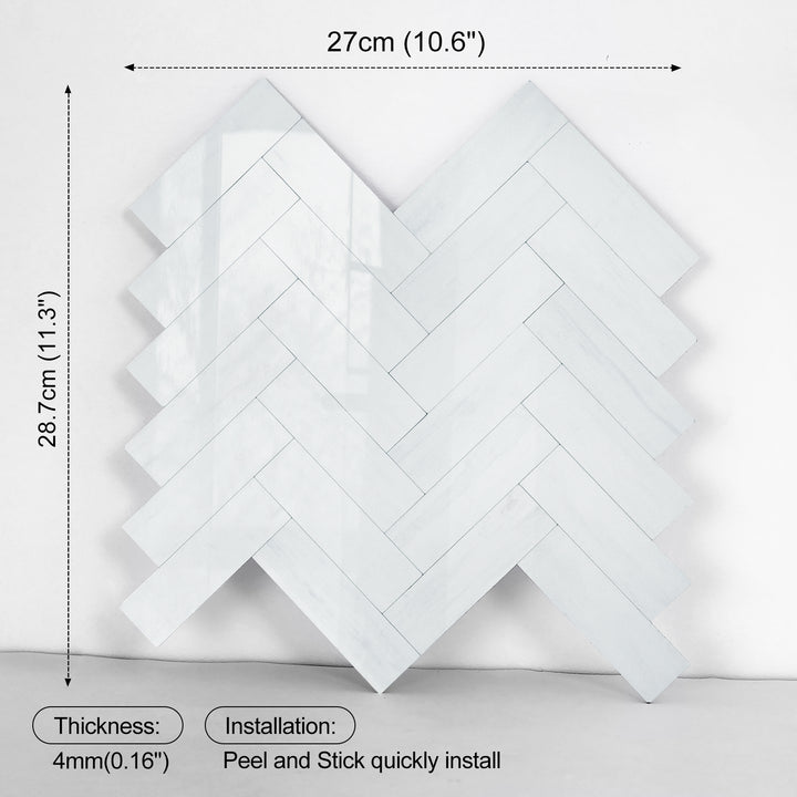 Polished Dolomite White Herringbone Tile Size