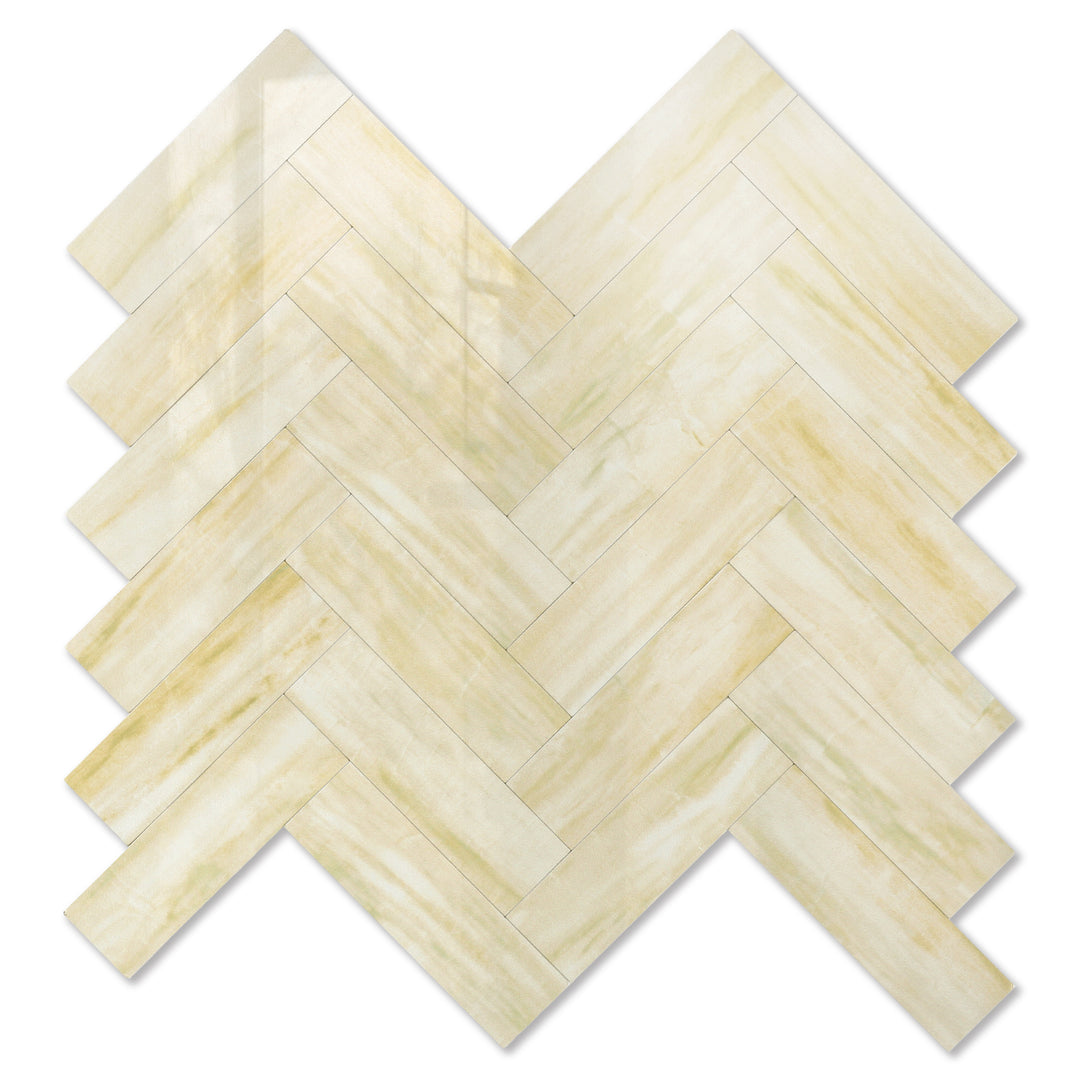 Polished Dolomite Beige Herringbone Tile 