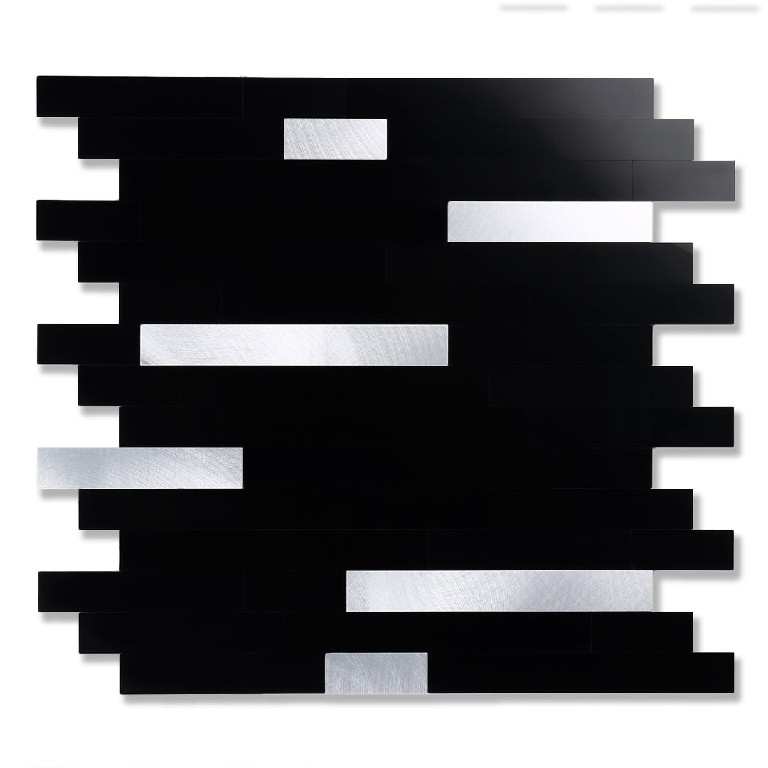 Polished Pure Black Peel and Stick Backsplash tile