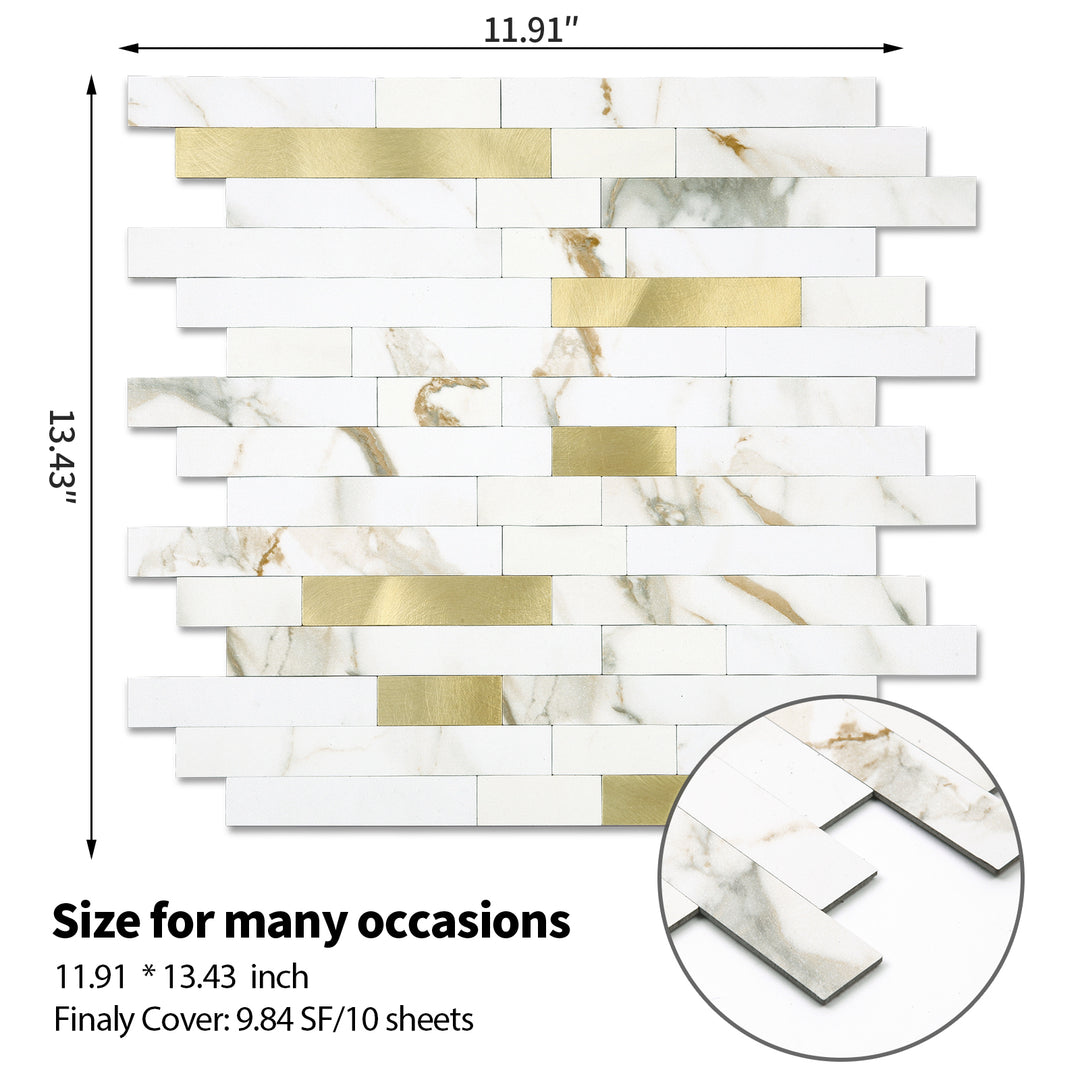 Size chart for self-adhesive wall tiles