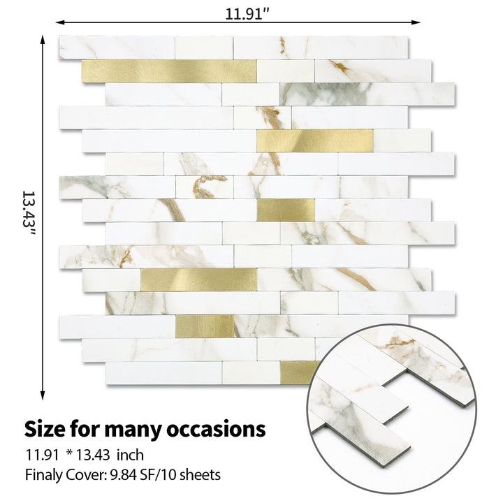 Size chart for self-adhesive wall tiles