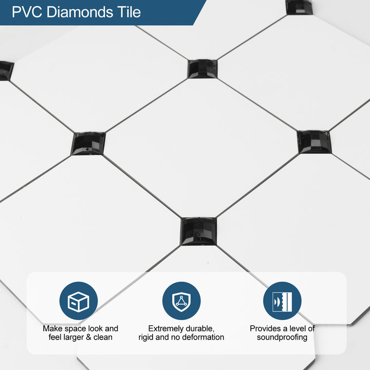 12" X 12" Marble White with Pearls Peel and Stick Diamonds Tile