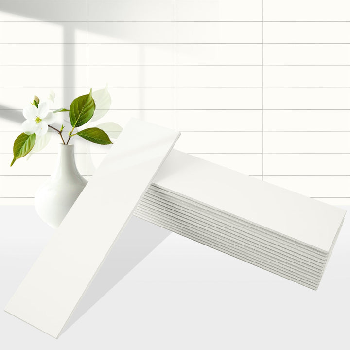 Ivory White Subway Tile Gray Grout