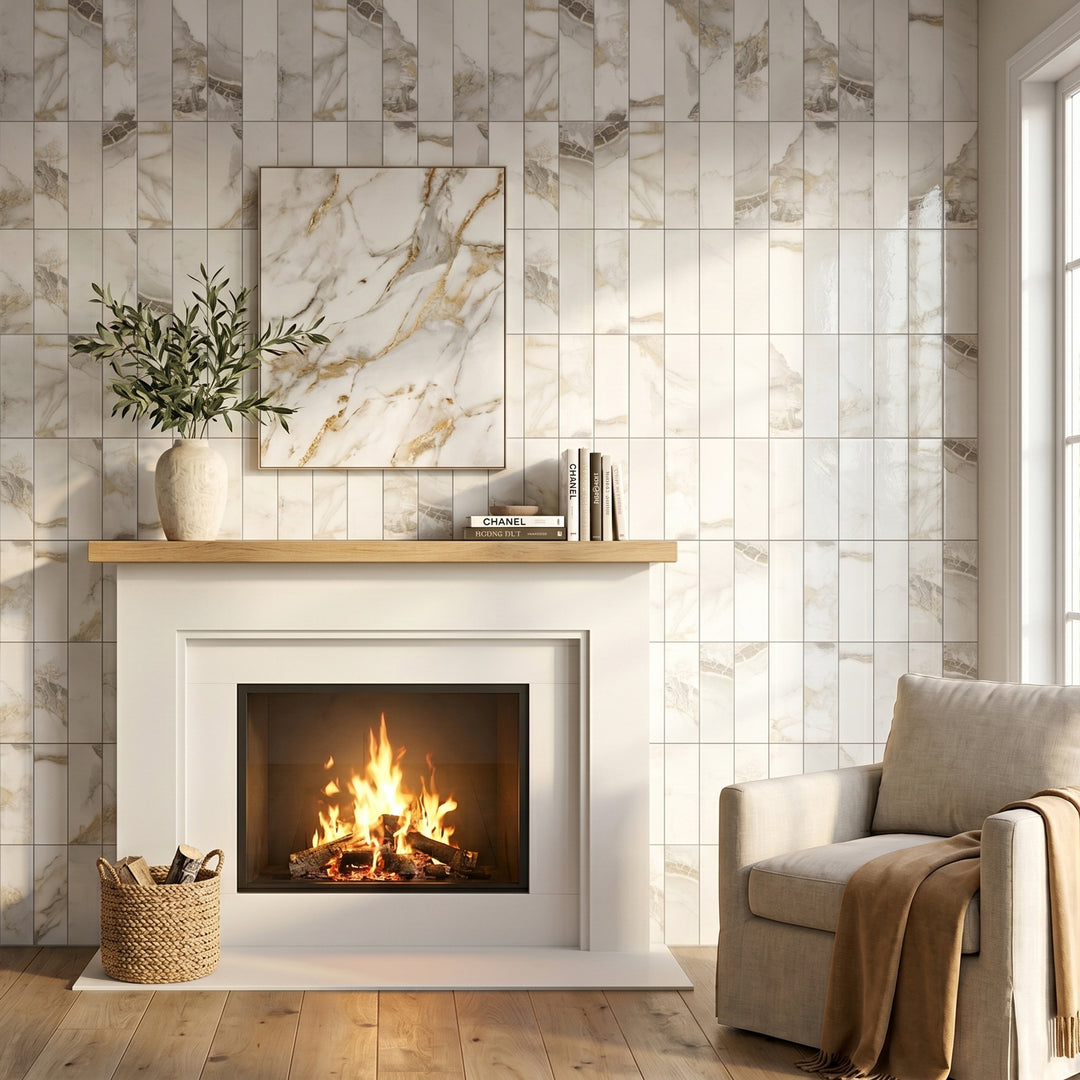 peel and stick tile for fireplace