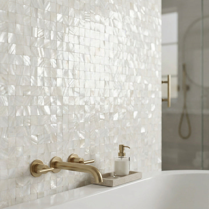 bathroom mather of pearl tiles