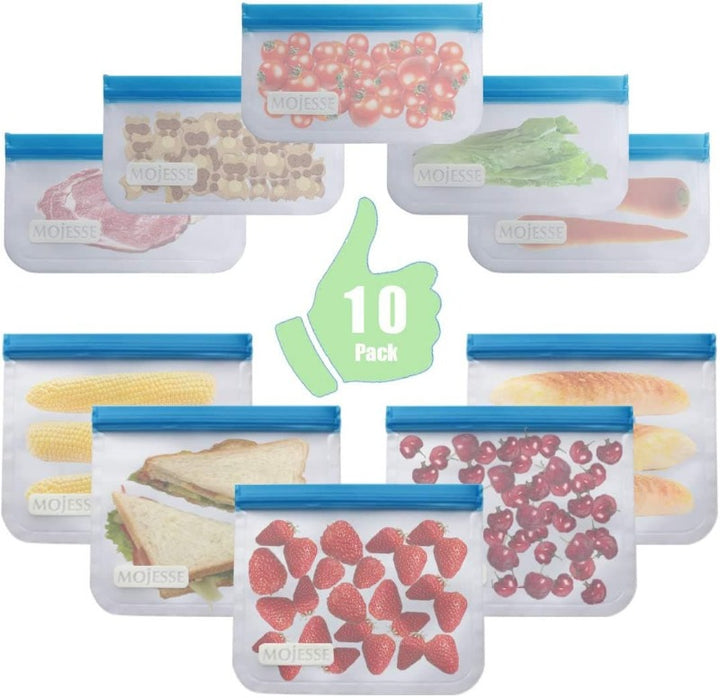 Reusable Storage Leakproof Freezer Bags Storage Bag 10pcs
