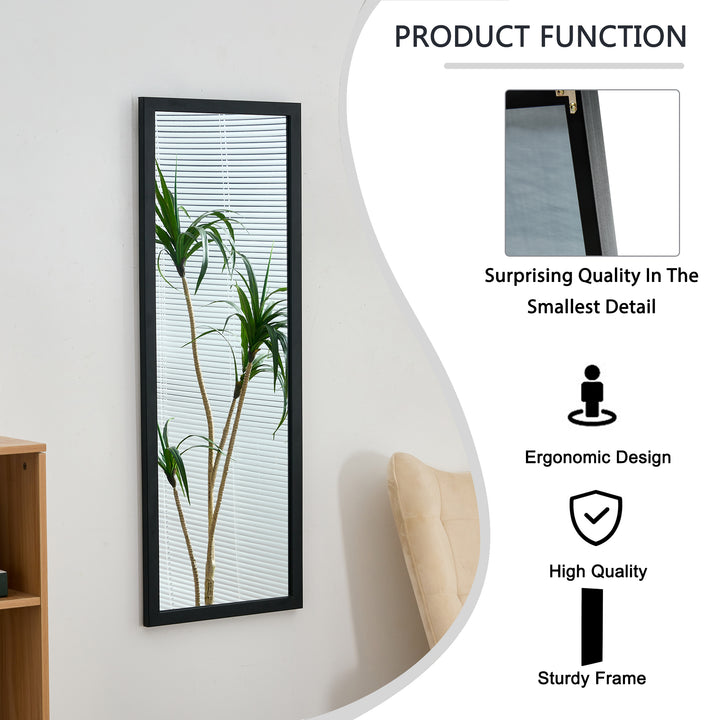 Black Solid Wood Frame Full-length Mirror, Dressing Mirror 44"*16"