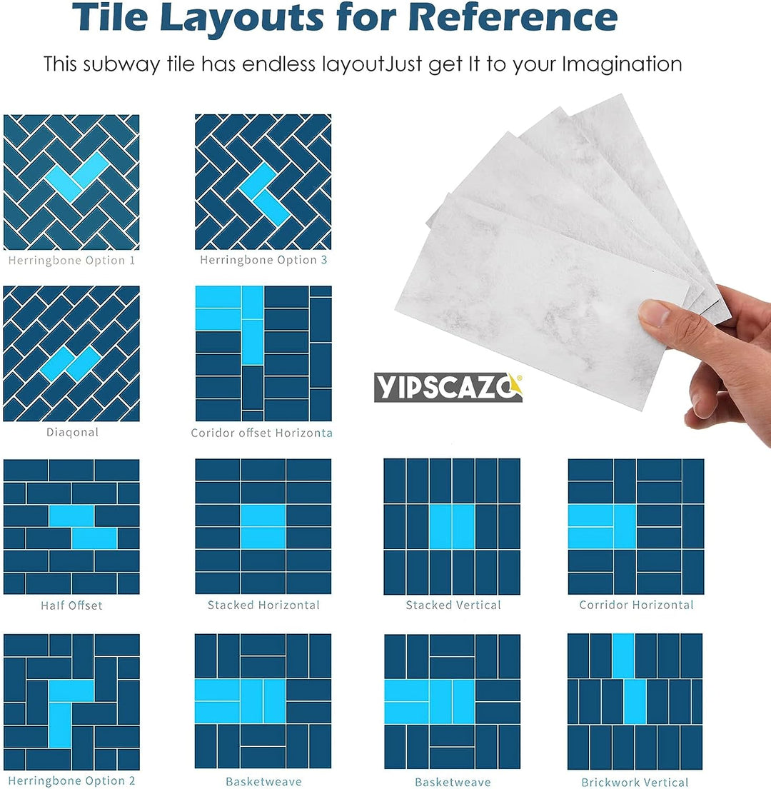 3" X 6"  PVC peel and stick backsplash tiles in Kara White Stone paste way image