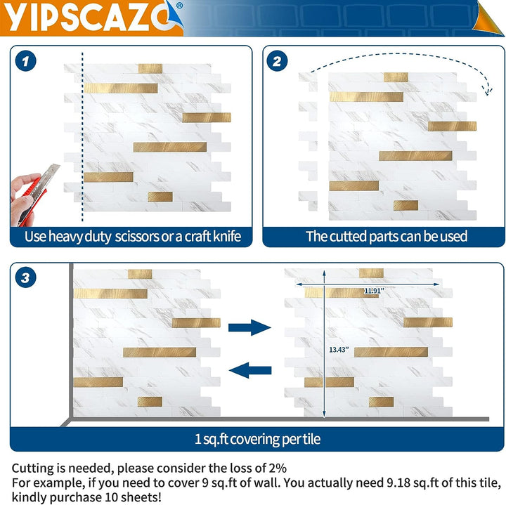 PVC backsplash tile size image Linear Blend in Carla with Gold