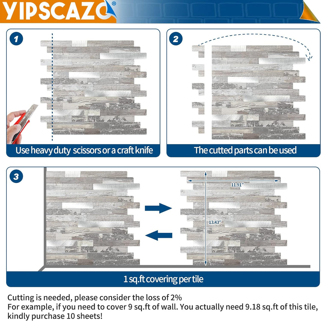 PVC backsplash tile size image Linear Blend in Light Rustic
