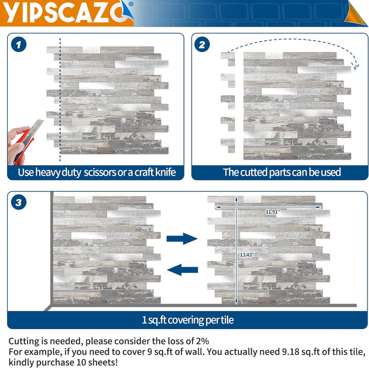 PVC backsplash tile size image Linear Blend in Light Rustic