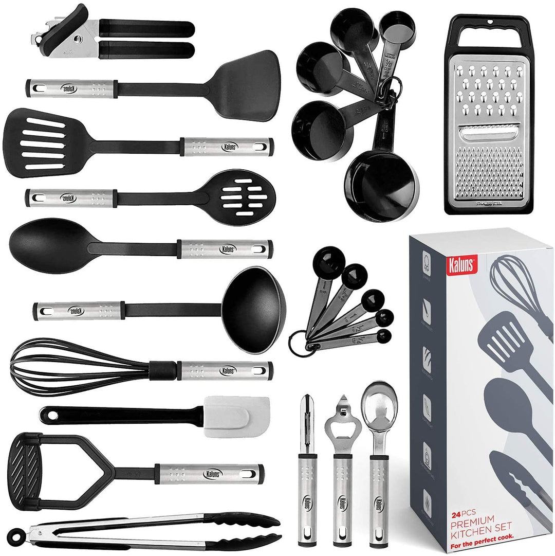 Küchenhelfer-Set aus Nylon und Edelstahl, 24-teilig 