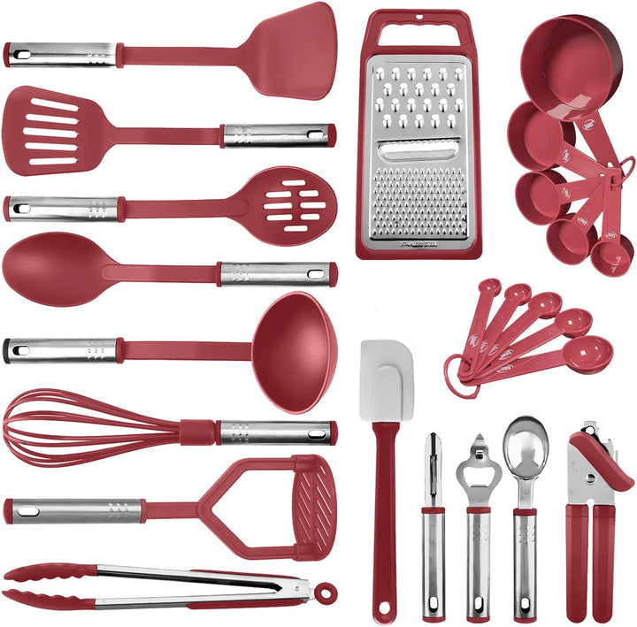 Küchenhelfer-Set aus Nylon und Edelstahl, 24-teilig 