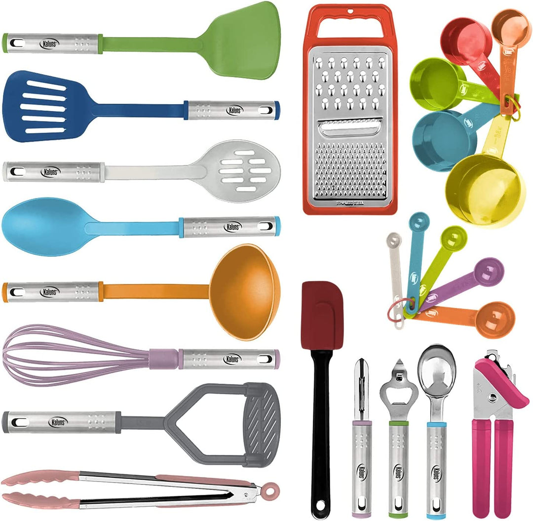 Küchenhelfer-Set aus Nylon und Edelstahl, 24-teilig 