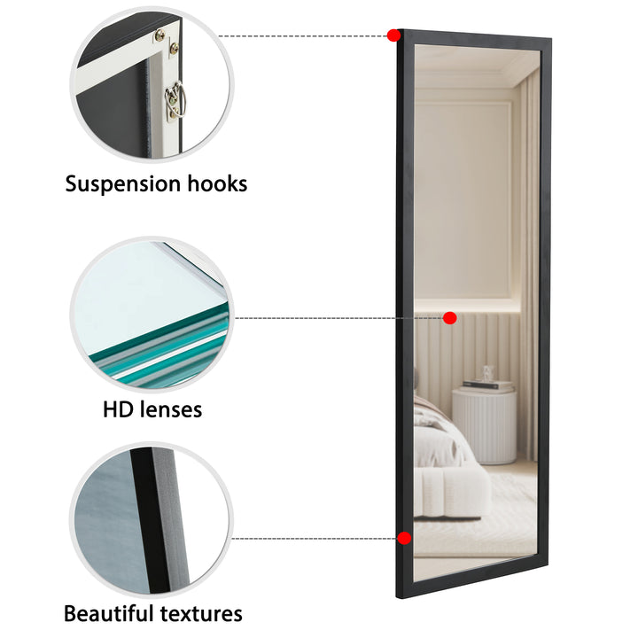 Black Solid Wood Frame Full-length Mirror, Dressing Mirror 44"*16"