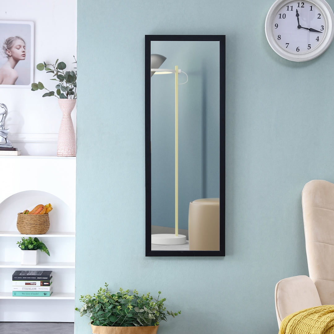 Black Solid Wood Frame Full-length Mirror, Dressing Mirror 44"*16"