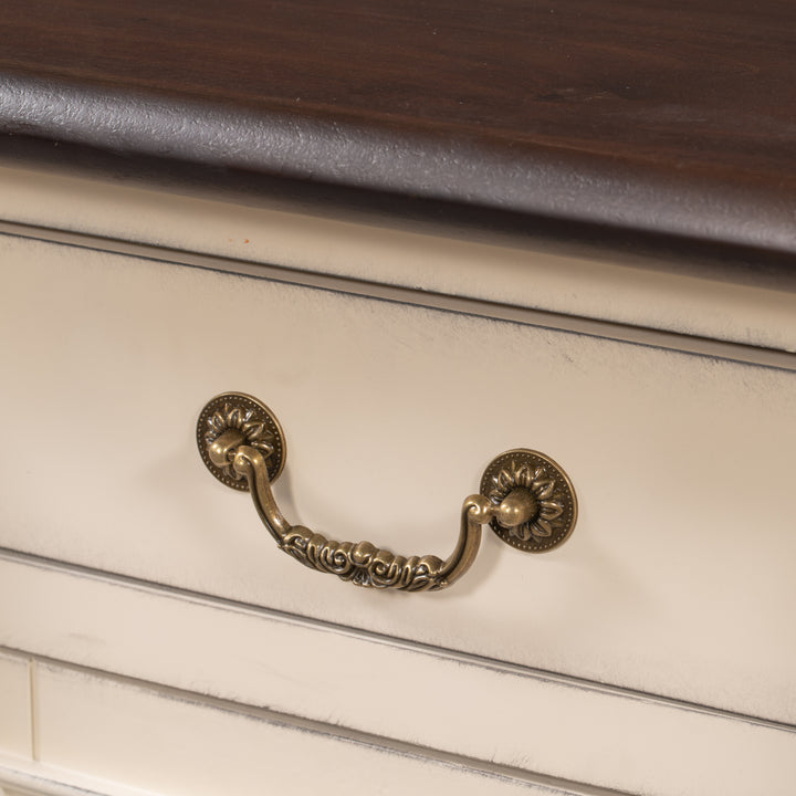 Nightstand with 1 Drawer and Cabinet,USB Charging Ports,Antique White