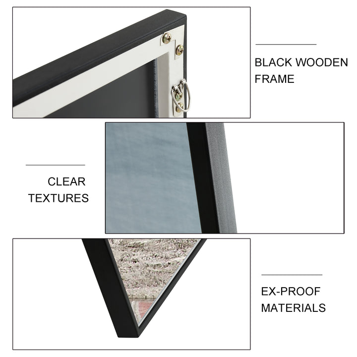 Black Solid Wood Frame Full-length Mirror, Dressing Mirror 44"*16"