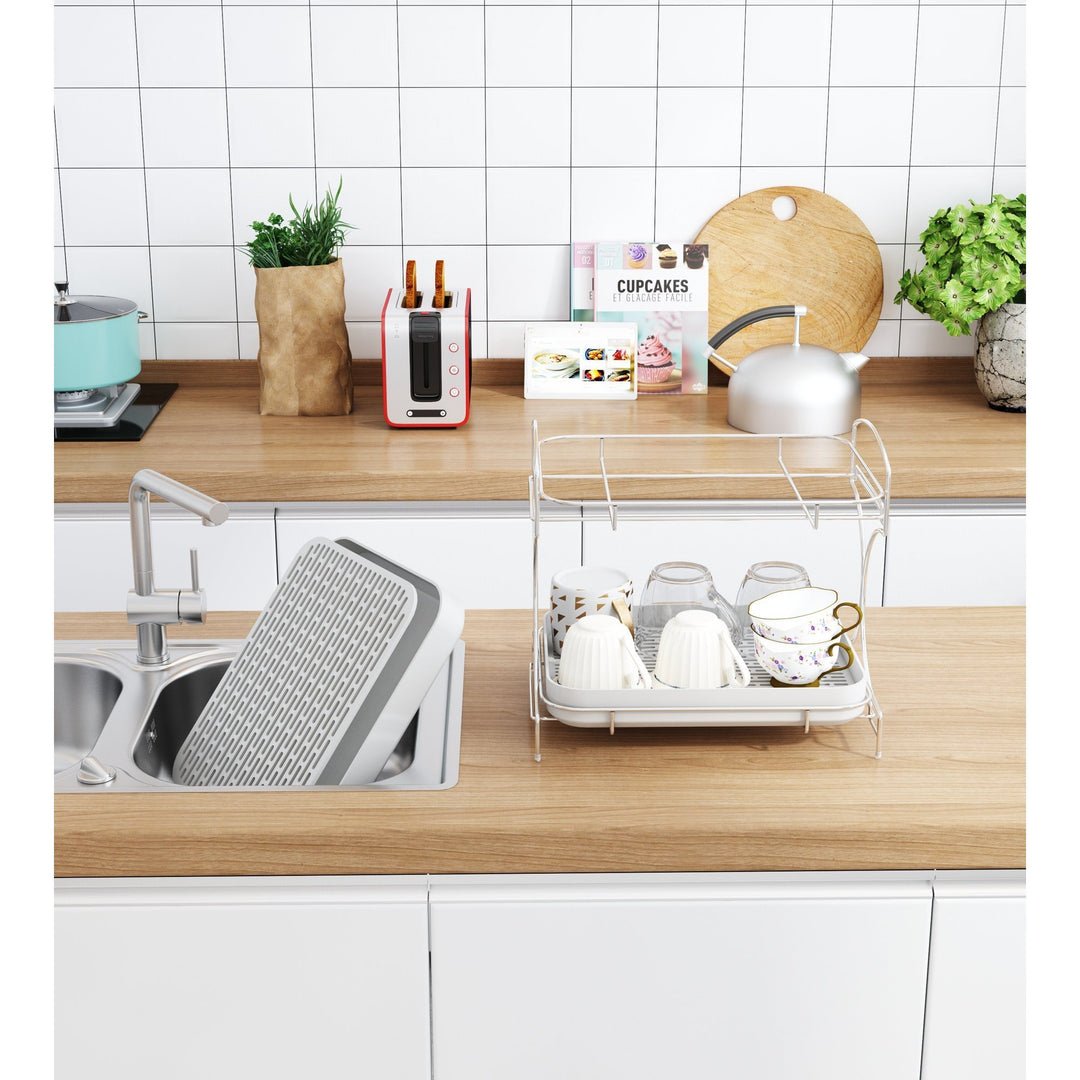 Kitchen Drain Tray Bowl Cup Dish Drying Rack